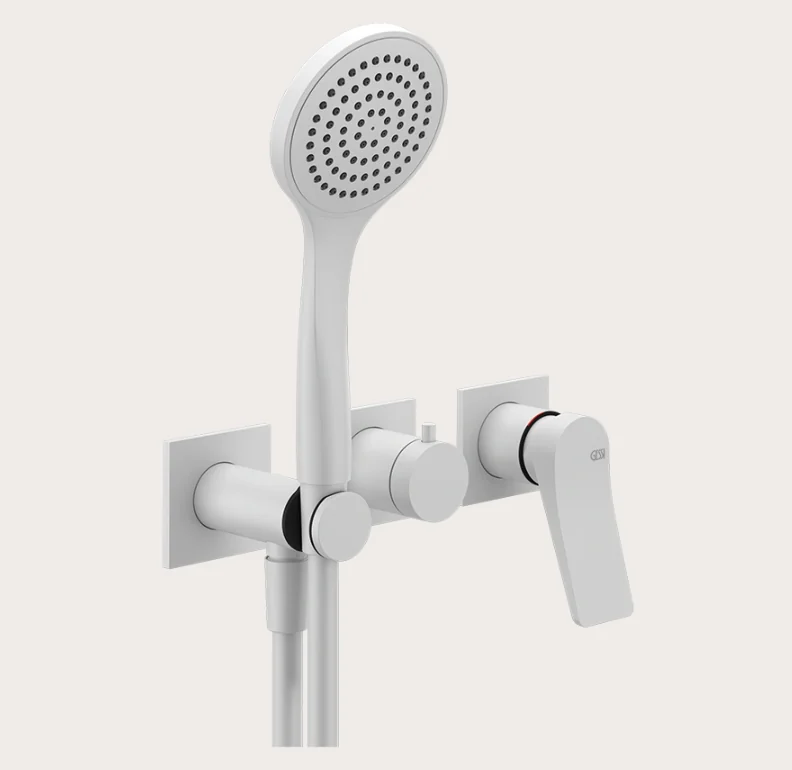 Смеситель для душа, Gessi, Rilievo, на 2 потребителя, цвет-Matt White
