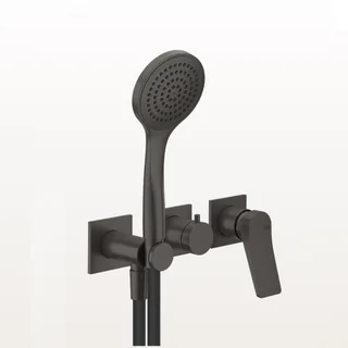 Смеситель для душа, Gessi, Rilievo, на 2 потребителя, настенный встраиваемый, цвет-Black Metal Brushed PVD — иконка