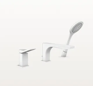 Смеситель для ванны и душа, Gessi, Rilievo, на борт ванны, цвет-белый матовый
