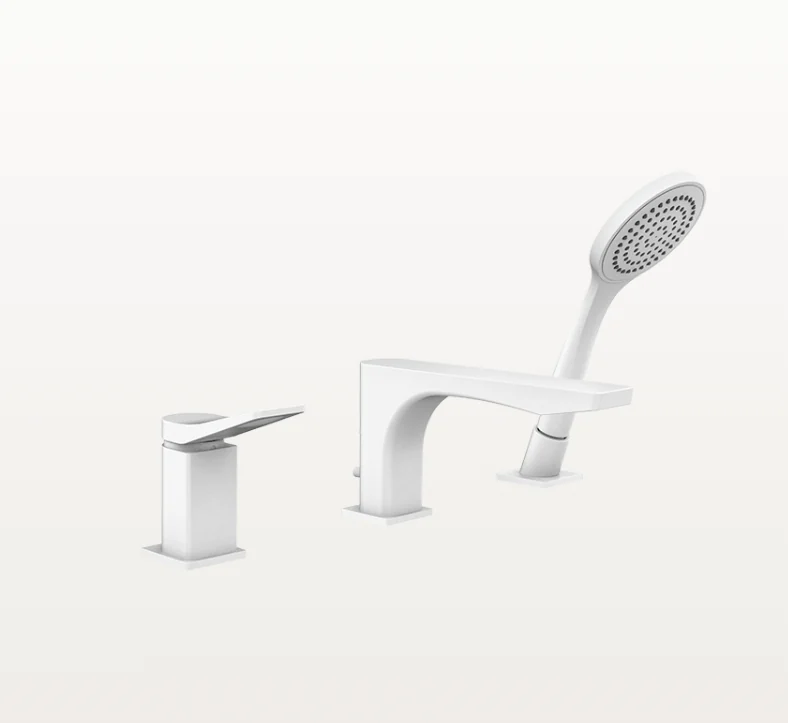 Смеситель для ванны и душа, Gessi, Rilievo, на борт ванны, цвет-белый матовый