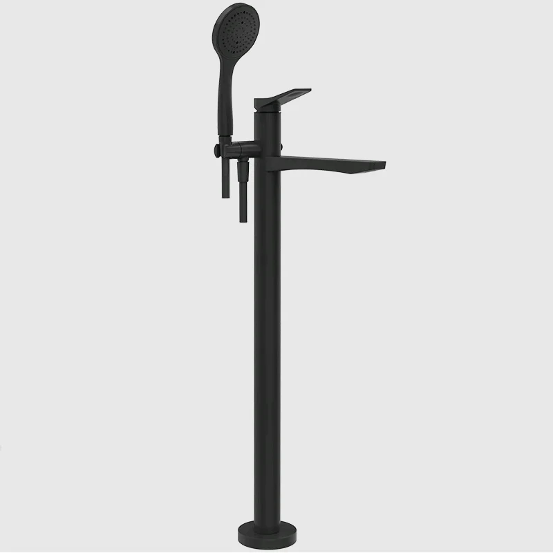 Смеситель для ванны и душа, Gessi, Rilievo, напольный, цвет-черный матовый