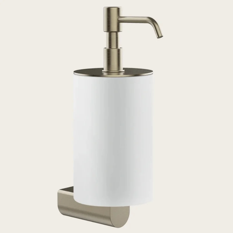 Дозатор для жидкого мыла, Gessi, Rilievo, шгв 75*121*222, цвет дозатора-Finox Brushed Nickel/белый