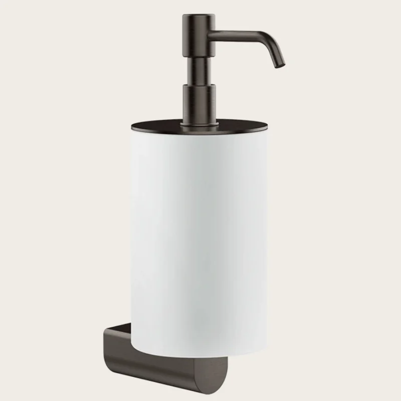 Дозатор для жидкого мыла, Gessi, Rilievo, шгв 75*121*222, цвет дозатора-Black Metal Brushed PVD/белый