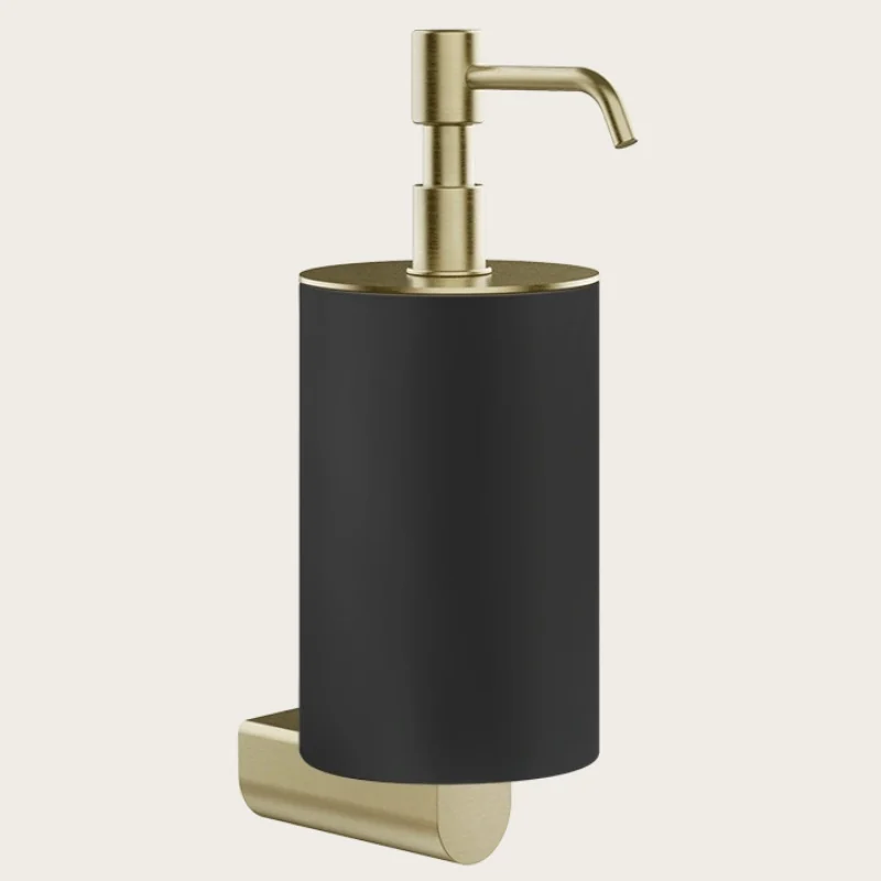 Дозатор для жидкого мыла, Gessi, Rilievo, шгв 75*121*222, цвет дозатора-Brushed Brass PVD/чёрный