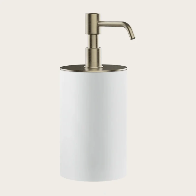 Дозатор для жидкого мыла, Gessi, Rilievo, шгв 75*97*194, цвет дозатора-Finox Brushed Nickel/белый