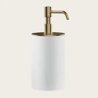 Дозатор для жидкого мыла, Gessi, Rilievo, шгв 75*97*194, цвет дозатора-Warm Bronze Brushed PVD/белый