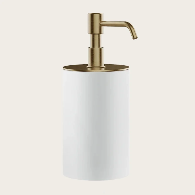 Дозатор для жидкого мыла, Gessi, Rilievo, шгв 75*97*194, цвет дозатора-Warm Bronze Brushed PVD/белый