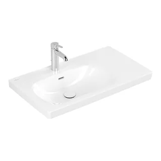 Раковина, Villeroy&Boch, Skyla, шгв 800*460*160, отверстия для смесителя-1 сквозное, 2 промаркированных, цвет-альпийский белый