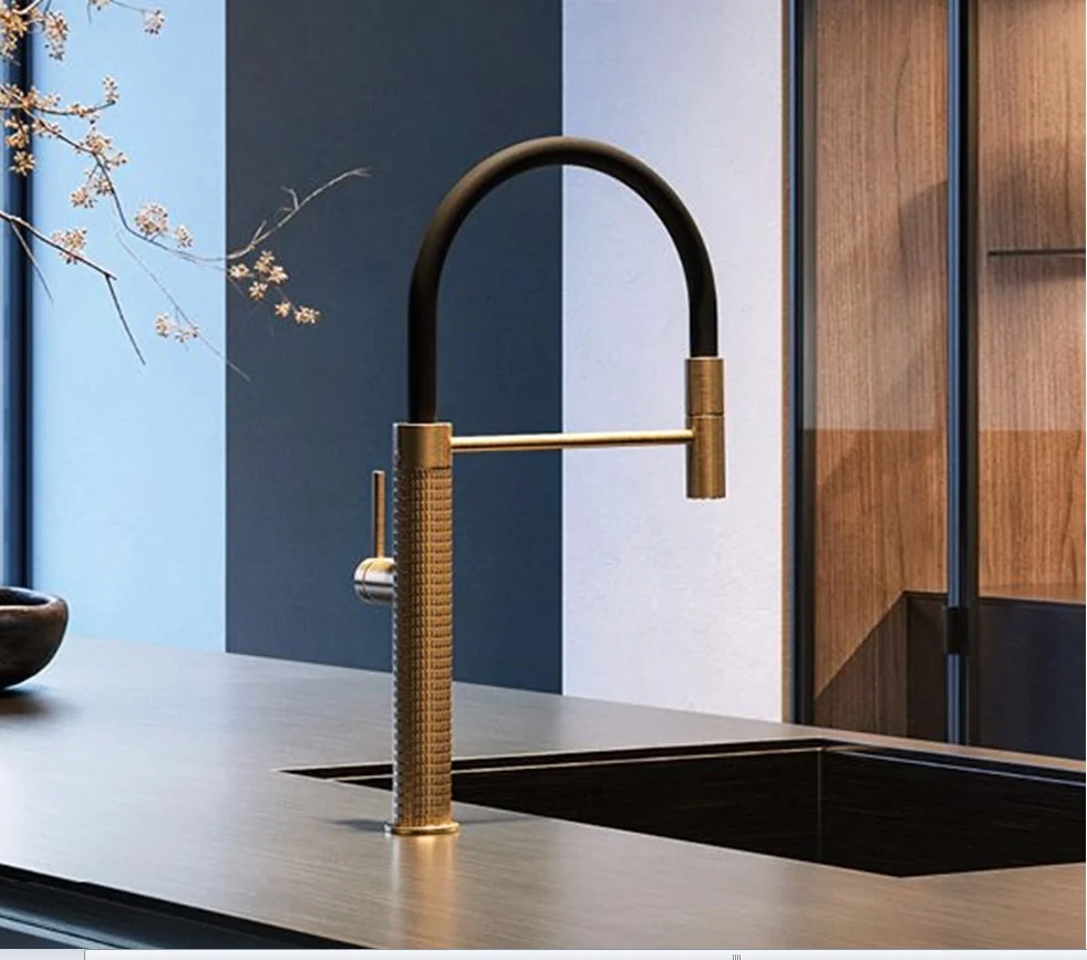Смеситель для кухни, Gessi, 316 Meccanica, цвет-Warm Bronze Brushed PVD