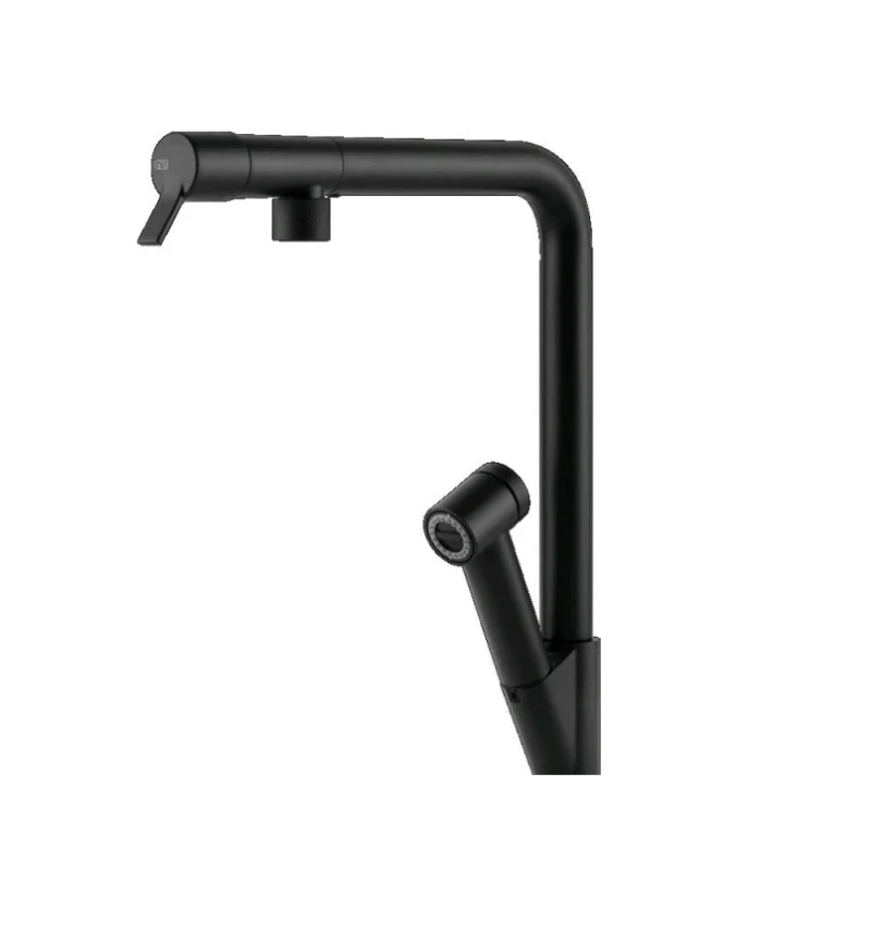Смеситель для кухни, Gessi, Fisso, со съемный душем, цвет-черный матовый (Matt Black, Nero Opaco)
