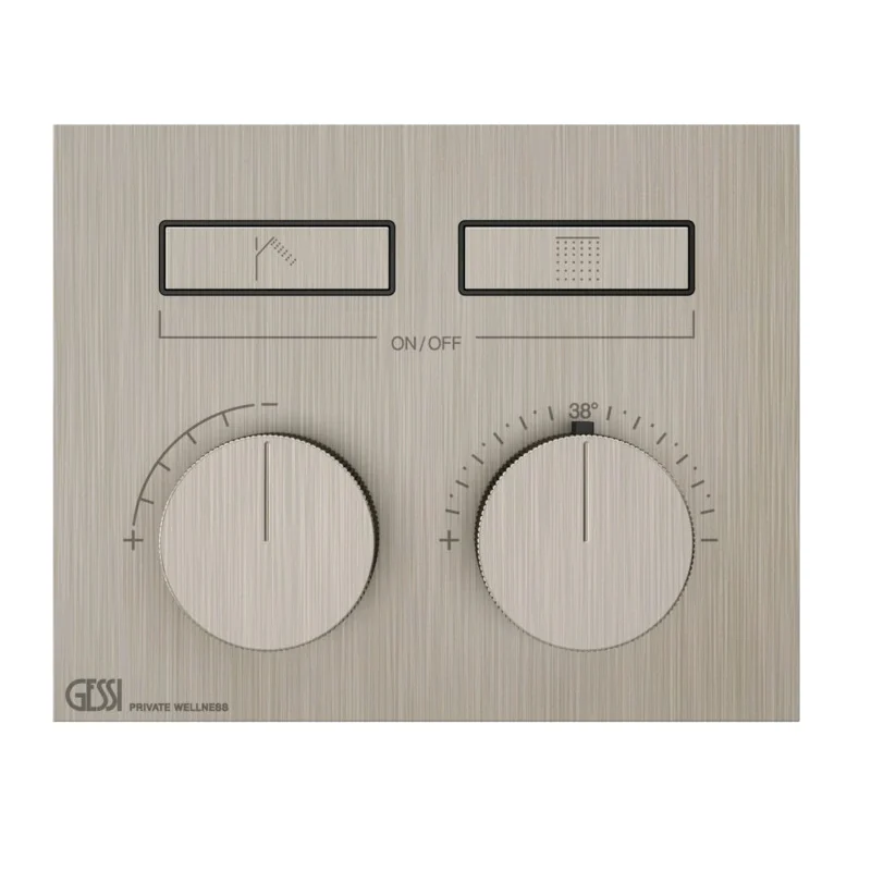 Смеситель для душа, Gessi, HI-FI, на 2 потребителя, цвет-Finox Brushed Nickel