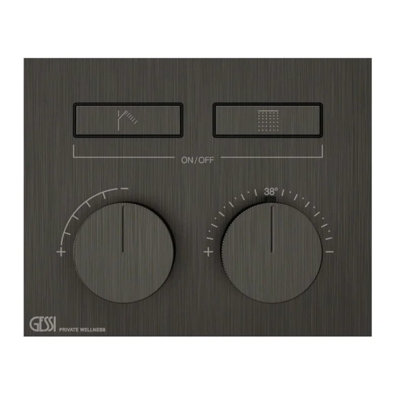 Смеситель для душа, Gessi, HI-FI, на 2 потребителя, цвет-Black Metal Brushed PVD