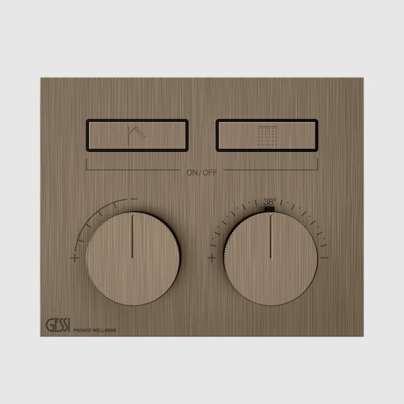 Смеситель для душа, Gessi, HI-FI, на 2 потребителя, цвет-Coffee Bronze Brushed PVD