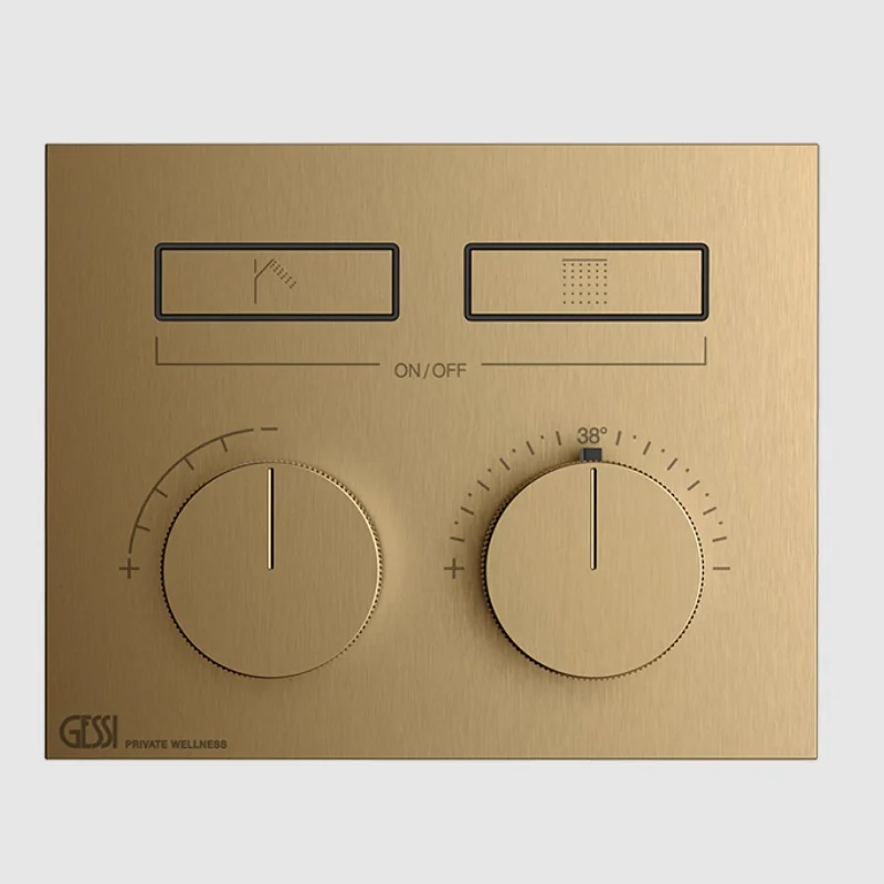 Смеситель для душа, Gessi, HI-FI, на 2 потребителя, цвет-Deep Bronze Brushed PVD
