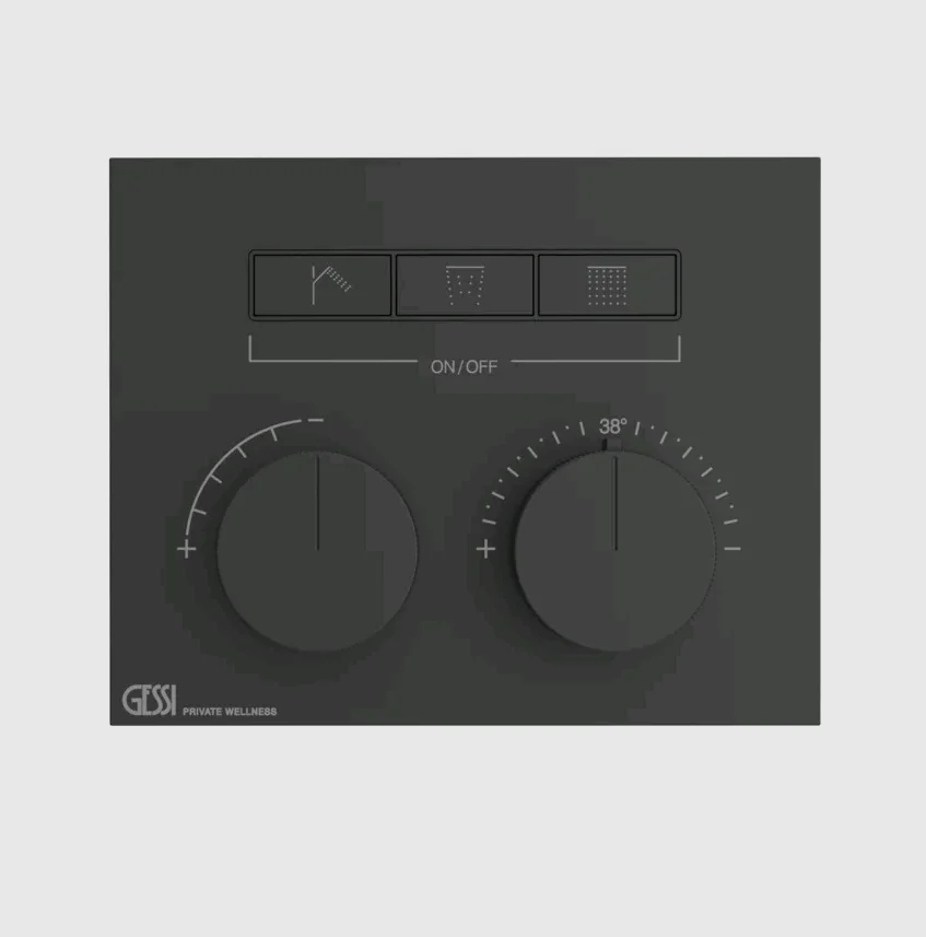 Смеситель для душа, Gessi, HI-FI Compact, на 3 потребителя, цвет-черный матовый