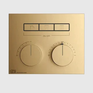 Смеситель для душа, Gessi, HI-FI Compact, на 3 потребителя, цвет-Warm Bronze Brushed PVD — иконка