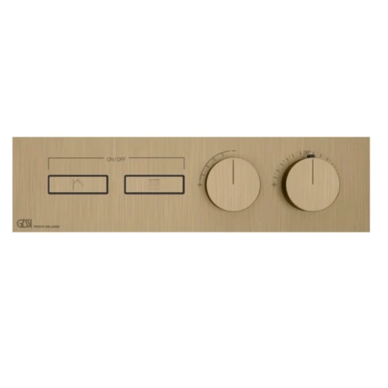 Смеситель для душа, Gessi, HI-FI, на 2 потребителя, цвет-Warm Bronze Brushed PVD