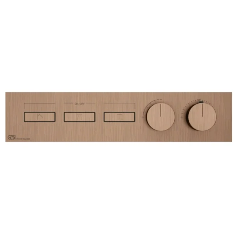 Смеситель для душа, Gessi, HI-FI, на 3 потребителя, цвет-Copper Brushed PVD