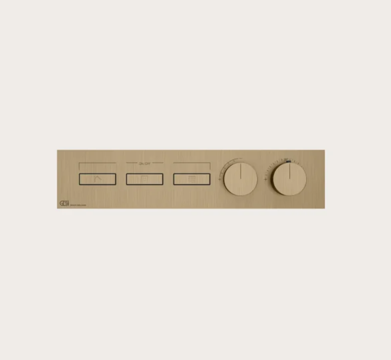 Смеситель для душа, Gessi, HI-FI, на 3 потребителя, цвет-Warm Bronze Brushed PVD