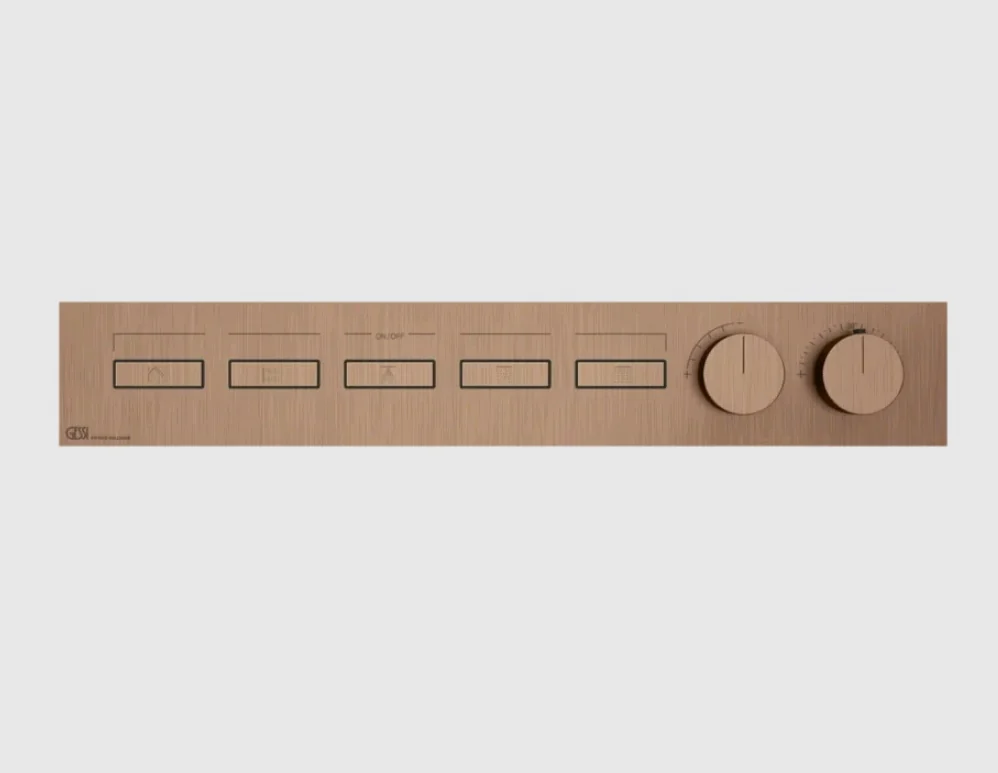 Смеситель для душа, Gessi, HI-FI, на 5 потребителей, цвет-Copper Brushed PVD