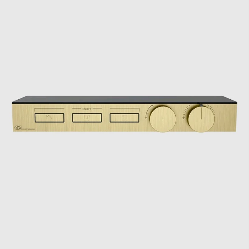 Смеситель для душа, Gessi, HI-FI, на 3 потребителя, цвет-Brushed Brass PVD