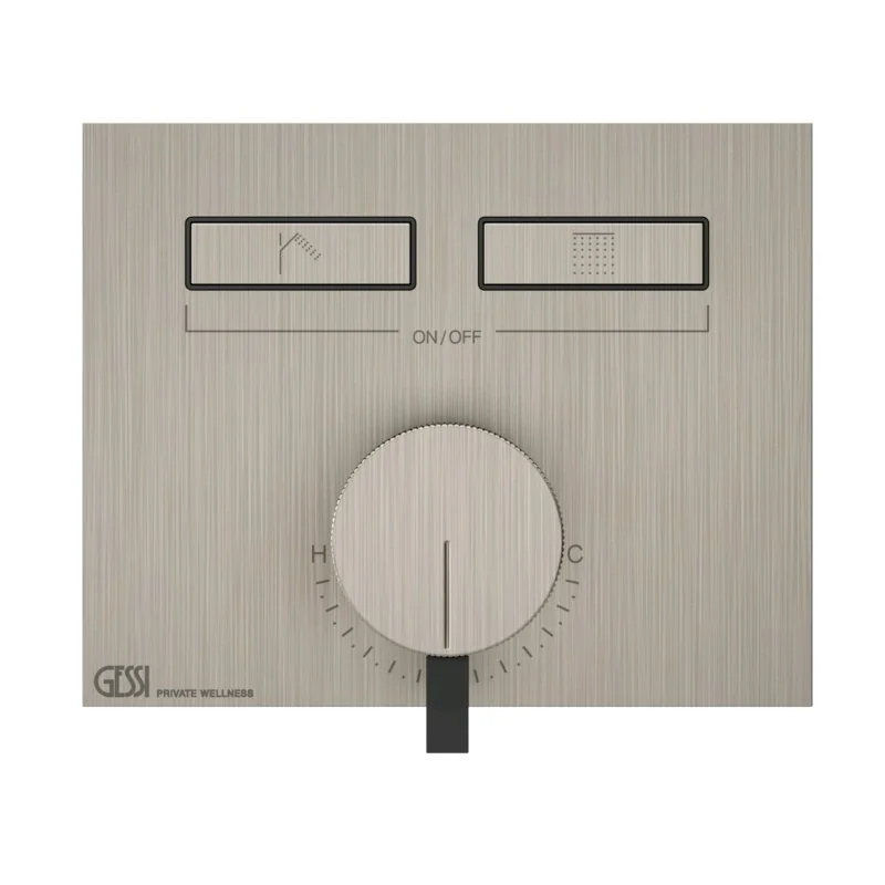 Смеситель для душа, Gessi, HI-FI, на 2 потребителя, цвет-Finox Brushed Nickel