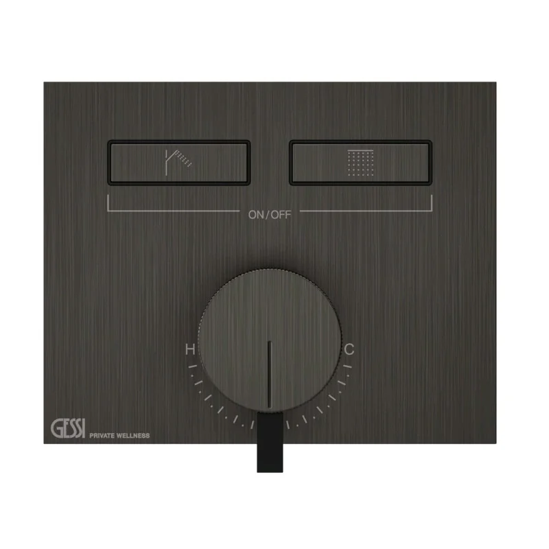 Смеситель для душа, Gessi, HI-FI, на 2 потребителя, цвет-Black Metal Brushed PVD