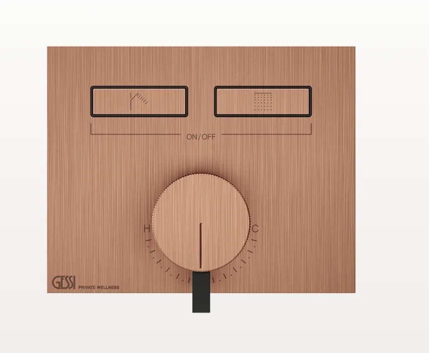 Смеситель для душа, Gessi, HI-FI, на 2 потребителя, цвет-Copper Brushed PVD