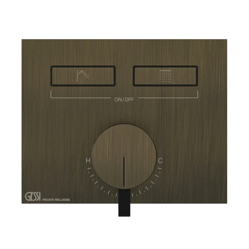 Смеситель для душа, Gessi, HI-FI, на 2 потребителя, цвет-Antique Brass