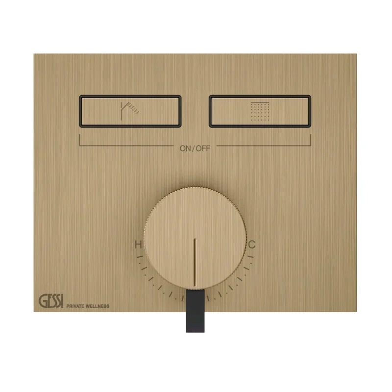 Смеситель для душа, Gessi, HI-FI, на 2 потребителя, цвет-Warm Bronze Brushed PVD