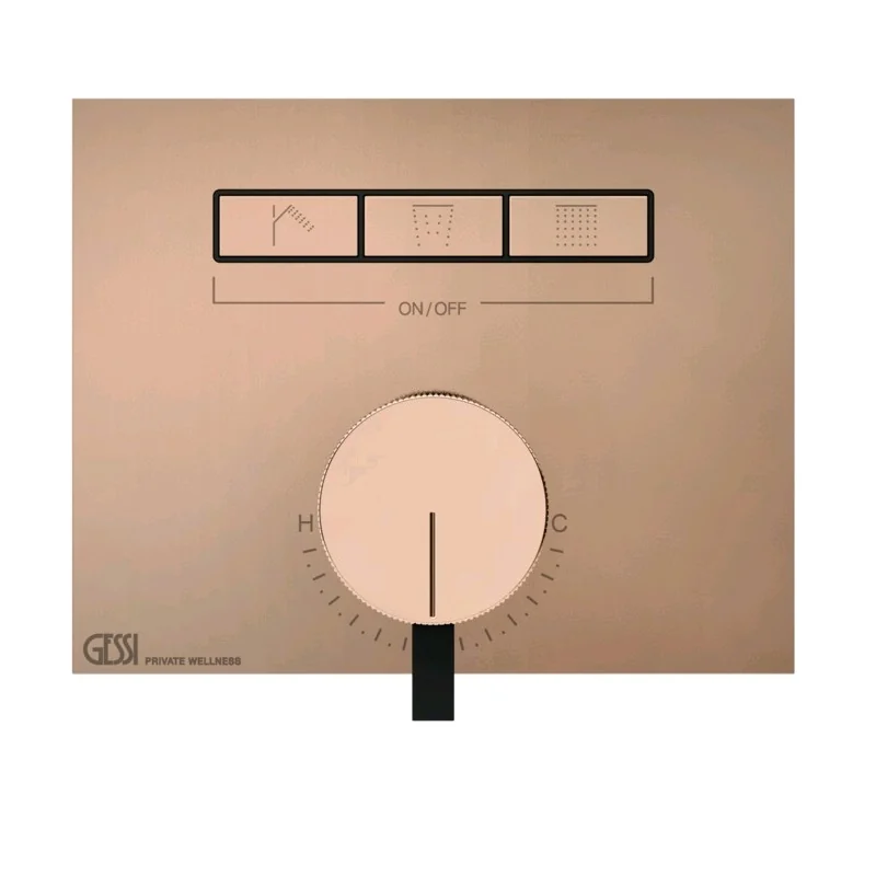Смеситель для душа, Gessi, HI-FI, на 3 потребителя, цвет-Copper PVD