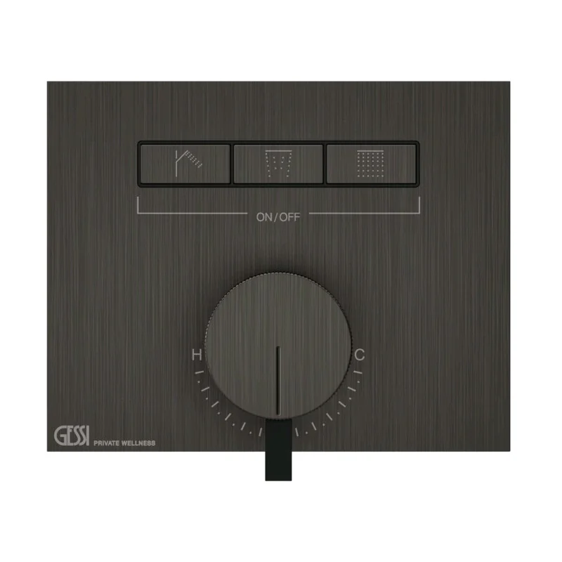 Смеситель для душа, Gessi, HI-FI, на 3 потребителя, цвет-Black Metal Brushed PVD