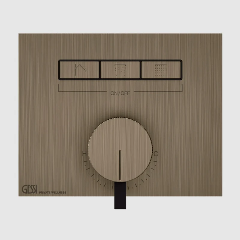 Смеситель для душа, Gessi, HI-FI, на 3 потребителя, цвет-Coffee Bronze Brushed PVD