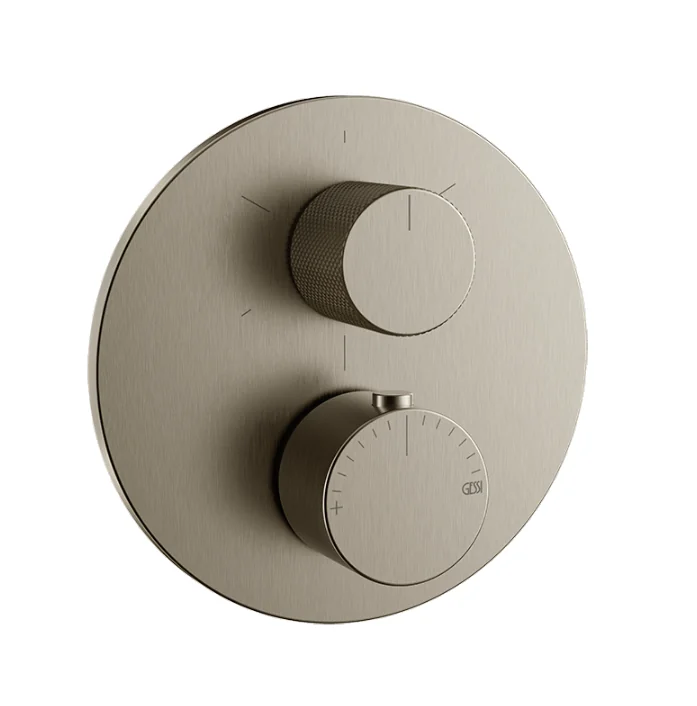 Смеситель для душа, Gessi, Anello, на 3 потребителя, настенный встраиваемый, цвет-Finox Brushed Nickel