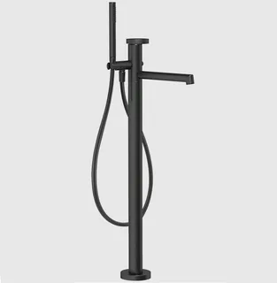 Смеситель для ванны и душа, Gessi, Anello, напольный, цвет-черный матовый