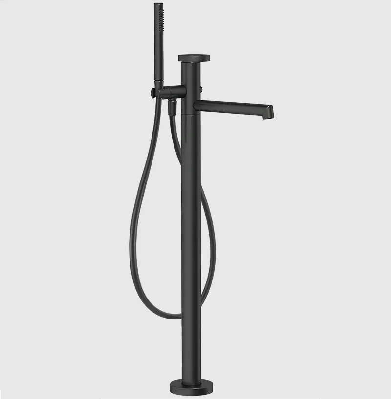 Смеситель для ванны и душа, Gessi, Anello, напольный, цвет-черный матовый