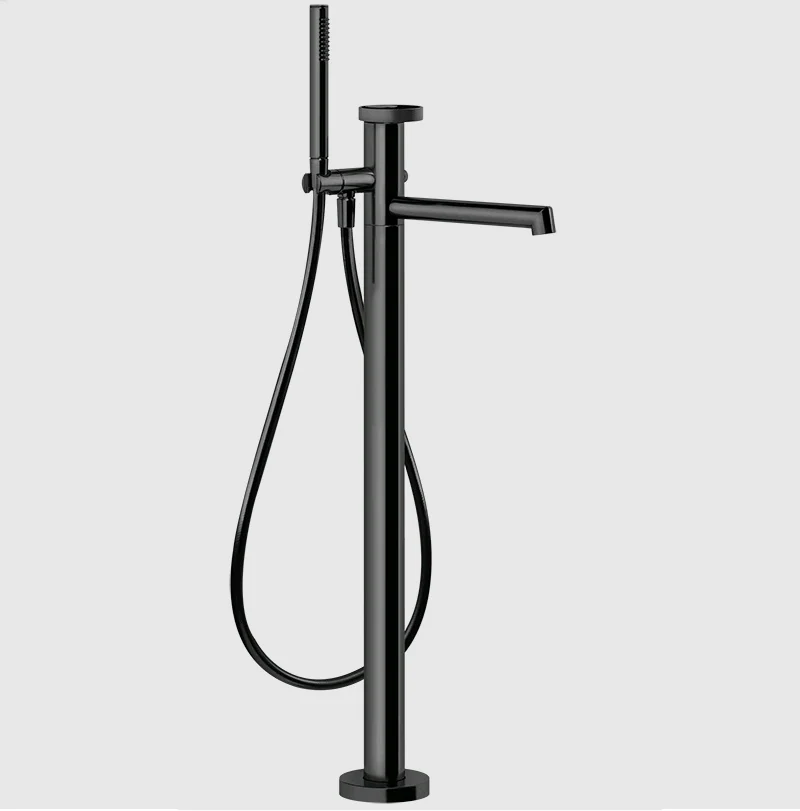 Смеситель для ванны и душа, Gessi, Anello, напольный, цвет-Black Metal PVD