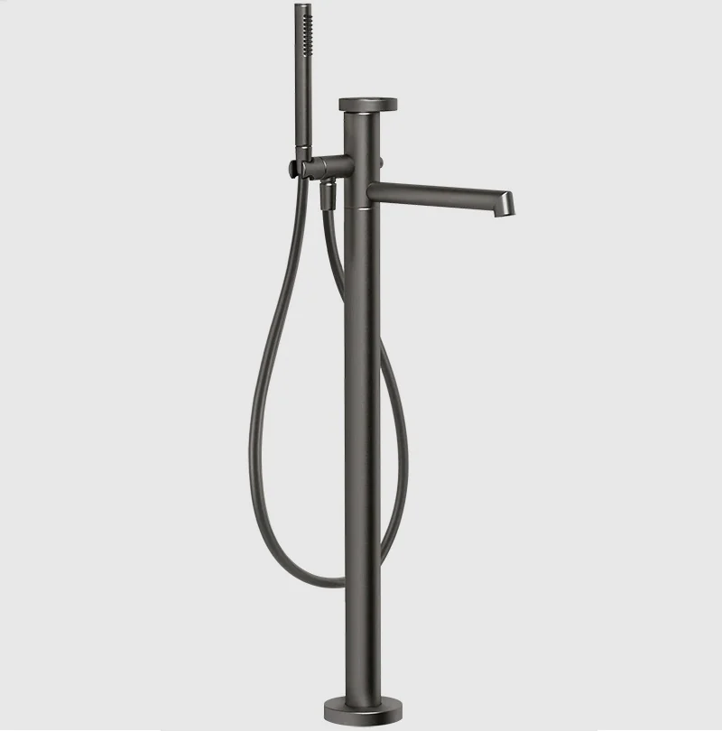 Смеситель для ванны и душа, Gessi, Anello, напольный, цвет-Black Metal Brushed PVD