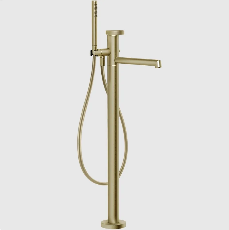 Смеситель для ванны и душа, Gessi, Anello, напольный, цвет-Brushed Brass PVD
