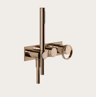 Смеситель для душа, Gessi, Anello, на 2 потребителя, настенный встраиваемый, цвет-Copper PVD
