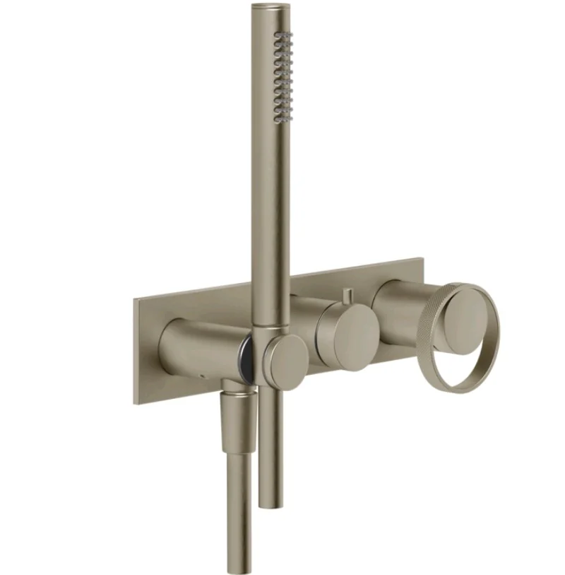 Смеситель для душа, Gessi, Anello, на 2 потребителя, цвет-Finox Brushed Nickel