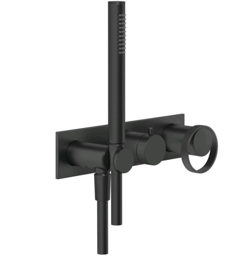 Смеситель для душа, Gessi, Anello, на 2 потребителя, цвет-черный матовый