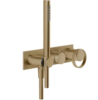Смеситель для душа, Gessi, Anello, на 2 потребителя, цвет-Warm Bronze Brushed PVD — иконка