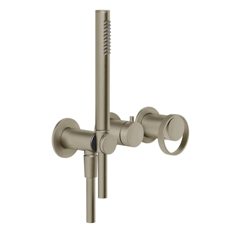 Смеситель для душа, Gessi, Anello, на 2 потребителя, цвет-Finox Brushed Nickel