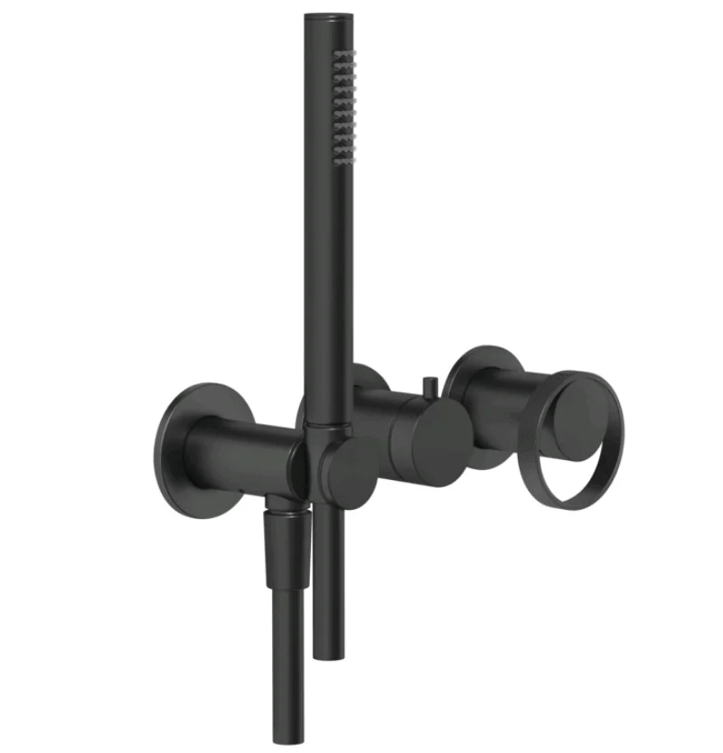 Смеситель для душа, Gessi, Anello, на 2 потребителя, цвет-черный матовый