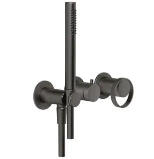 Смеситель для душа, Gessi, Anello, на 2 потребителя, цвет-Black Metal Brushed PVD — иконка