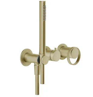 Смеситель для душа, Gessi, Anello, на 2 потребителя, цвет-Brushed Brass PVD