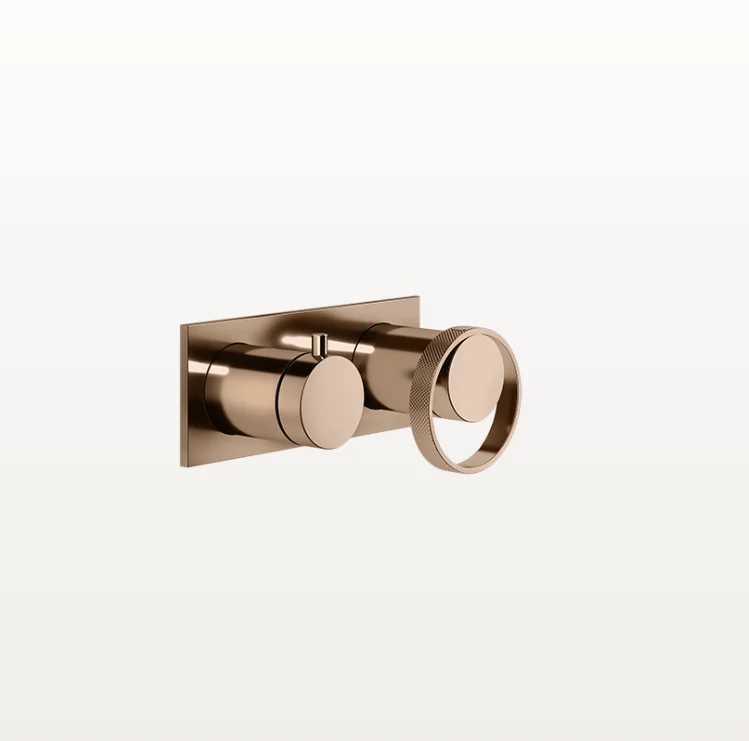 Смеситель для душа, Gessi, Anello, на 2 потребителя, настенный встраиваемый, цвет-Copper PVD