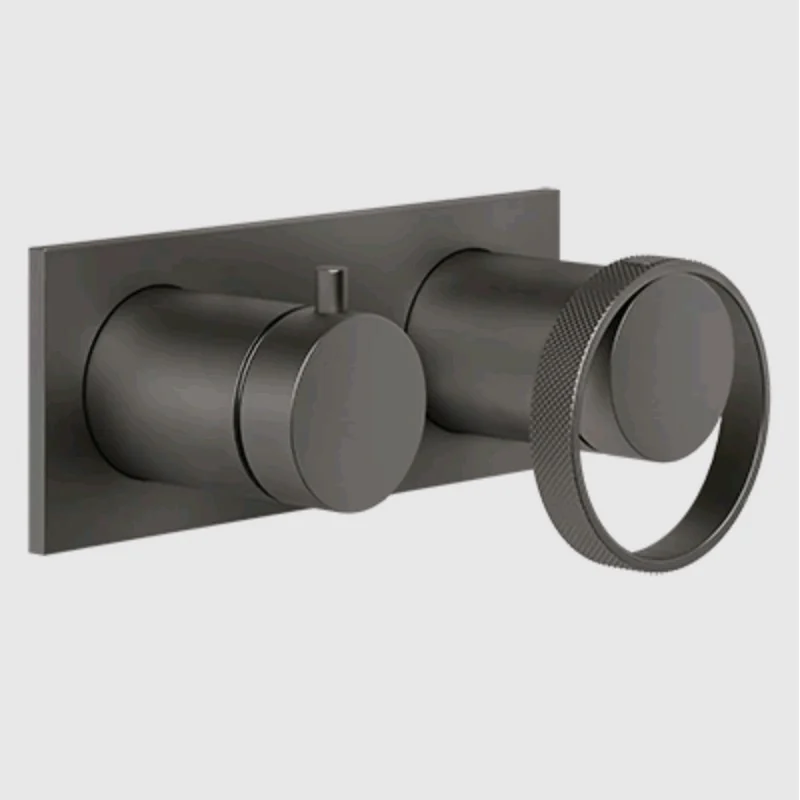 Смеситель для душа, Gessi, Anello, на 2 потребителя, цвет-Black Metal Brushed PVD
