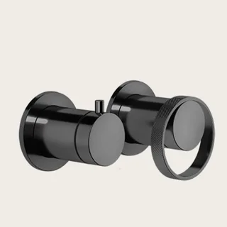 Смеситель для душа, Gessi, Anello, на 2 потребителя, настенный встраиваемый, цвет-Black Metal PVD